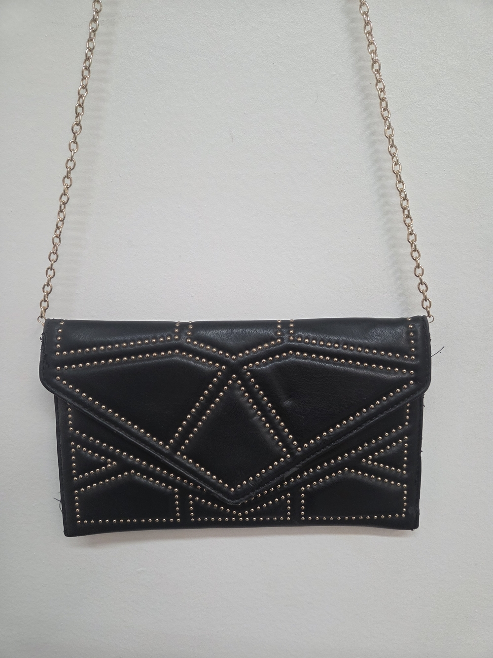 Black Studded Chain-Strap Envelope Crossbody Bag,(bam Forever Bag)